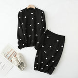 Tangada korea chic heart pattern knitted suit women skirt set autumn winter   knitted suit 2 piece set sweet top and skirt YU14