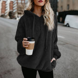 Autumn Women Casual Pullovers New Faux Fur Fluffy Hoodies Teddy Coat Drawstring Sweatshirt Sudadera Top Clothes Plus Size 5XL