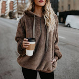 Autumn Women Casual Pullovers New Faux Fur Fluffy Hoodies Teddy Coat Drawstring Sweatshirt Sudadera Top Clothes Plus Size 5XL