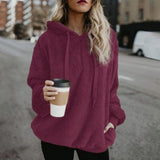 Autumn Women Casual Pullovers New Faux Fur Fluffy Hoodies Teddy Coat Drawstring Sweatshirt Sudadera Top Clothes Plus Size 5XL