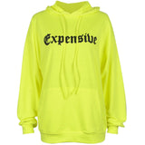 autumn new women hoodies hooded long sleeve funny letter expensive green pullovers sweatshirts tops