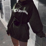 autumn new women hoodies hooded long sleeve funny letter expensive green pullovers sweatshirts tops