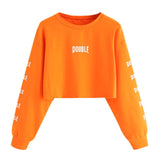 Women Letter Print Long Sleeve Pullovers Sweatshirts Casual Short Tops Blouse Orange,Black,Red Tops Blouse Blusas de mujer