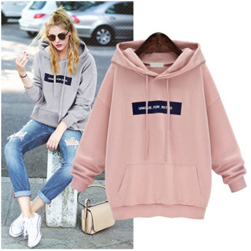 LASPERAL Plus Size Hoodies Sweatshirt Women Fashion Letter Printed Pullover Hoodies Female Autumn Winter Tracksuit Hoody Pink