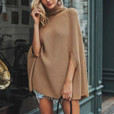 Oversize Sweater Fashion Cloak Winter Women Batwing Knitted Ladies Turtleneck Sexy Plus Size Fall Loose  Autumn Europe America