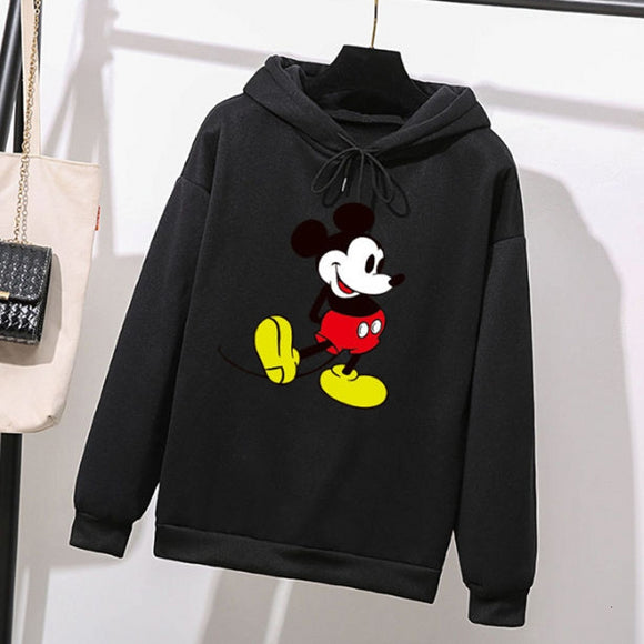 Women Sweatshirts Mickey Hoodies Character Printed Casual Pullover Cute Jumpers Top Long Sleeve O-Neck Fleece Minnie Tops