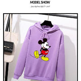 Women Sweatshirts Mickey Hoodies Character Printed Casual Pullover Cute Jumpers Top Long Sleeve O-Neck Fleece Minnie Tops