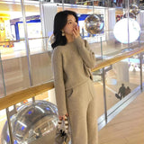 Cashmere Knitted Women's Sweater Pants Suit Autumn Ankle-length Sports Suits Female 2019 Fashion Batwing Sleeve 2 Piece Sets