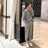 Cashmere Knitted Women's Sweater Pants Suit Autumn Ankle-length Sports Suits Female 2019 Fashion Batwing Sleeve 2 Piece Sets