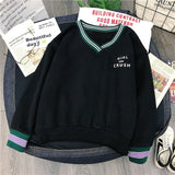 Women Hoodies Winter Universe Planet Kpop Print Solid Casual Loose Women Sweatshirt Fashion Drawstring Hooded Pullover Female