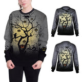 Halloween Women Tree and Pumpkin Light Print Sweatshirts Fashion Round Collar Pullover Casual Long Sleeve Loose Hoodies 2018